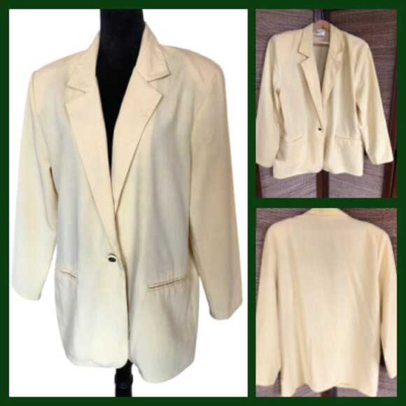 Bobbie Brooks Butter Yellow Blazer: Vintage 80s Oversized Unlined Jacket, Size M - Picture 12 of 12